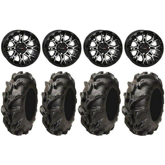 System 3 ST-6 14" Wheels Black 27" Mega Mayhem Tires Polaris RZR XP 1000 / PRO XP / Ranger XP 900/1000