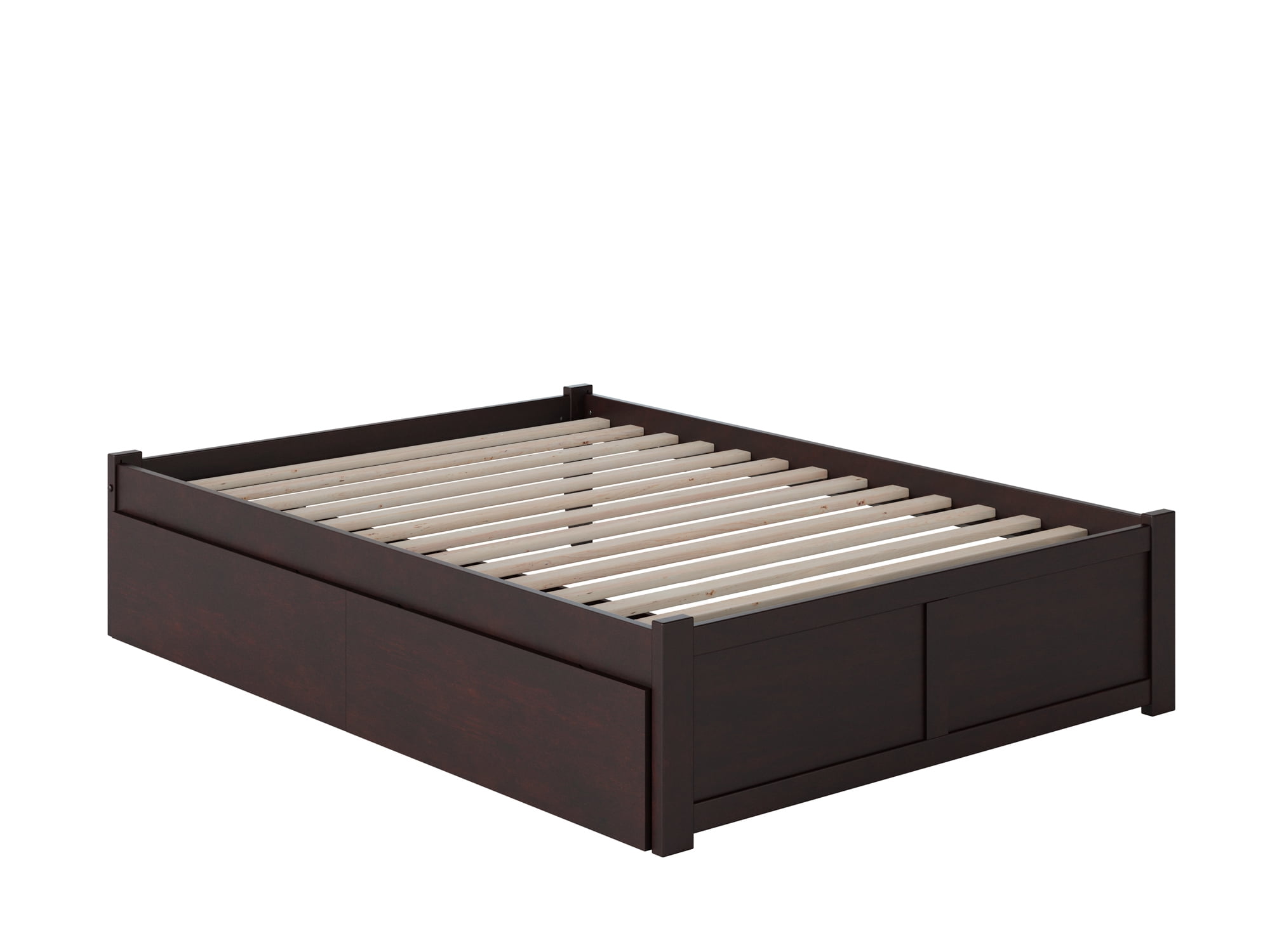 AFI Concord Full Solid Wood Platform Bed with Footboard & 2 Storage Drawers in Espresso