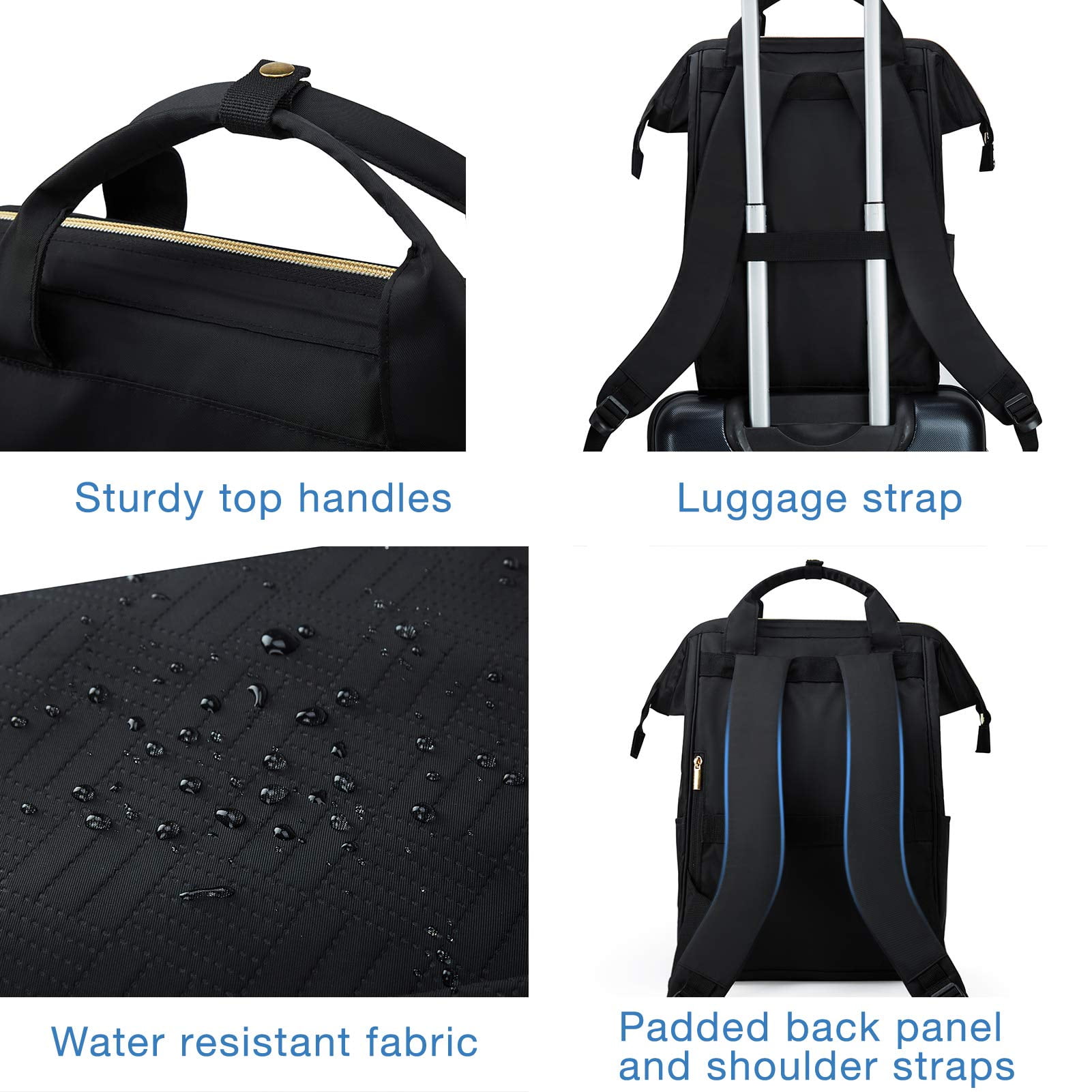 BAGSMART 17" Laptop Backpack for Unisex Adults, College Bookbag Business Computer Casual Daypack for Work Trip Commuter, Black