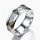 thumbnail image 1 of Una rebanada de dragón dorado n.° 6 sobre un fondo azul Personalice dos tonos Nudo celta Dragón Incrustaciones de fibra de carbono Parejas Anillos de boda para hombres de titanio en tono dorado platea, 1 of 5