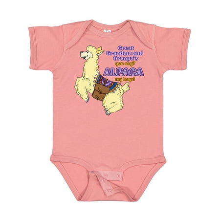 

Inktastic Cute Jumping Alpaca-Great Grandma and Grandpa s You Say ALPACA My Bags! Gift Baby Boy or Baby Girl Bodysuit
