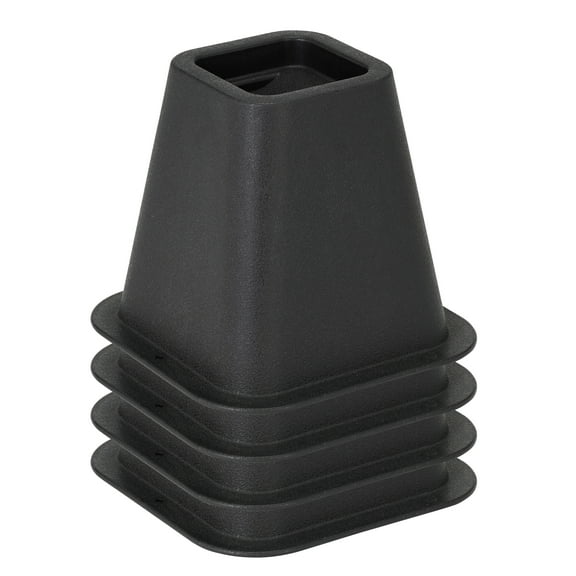 Simplify 6 inch Plastic Bed Risers with Wheel Caster Stabilizer, Black, 2.29 lb