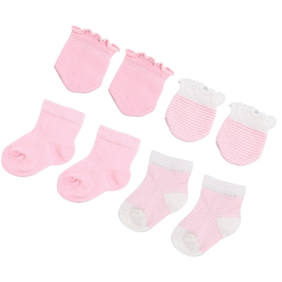 PBPBOX 4pairs Sock And Mitten Comfortable Newborn Socks And Gloves For Boys Cozy Breathable For Showers Everyday Use