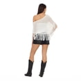 thumbnail image 3 of Forever 21 Women’s Fringe Off-the-Shoulder Crochet Poncho, Open Knit Boho Cover-Up Top for Festivals and Beach Styling, XS-XL, 3 of 6