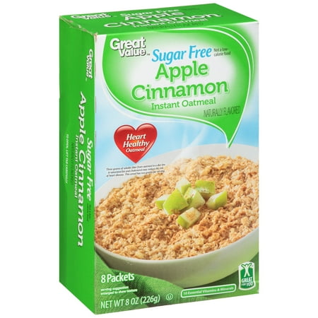 Great Value Sugar Free Instant Oatmeal, Apples & Cinnamon, 8 oz, 8