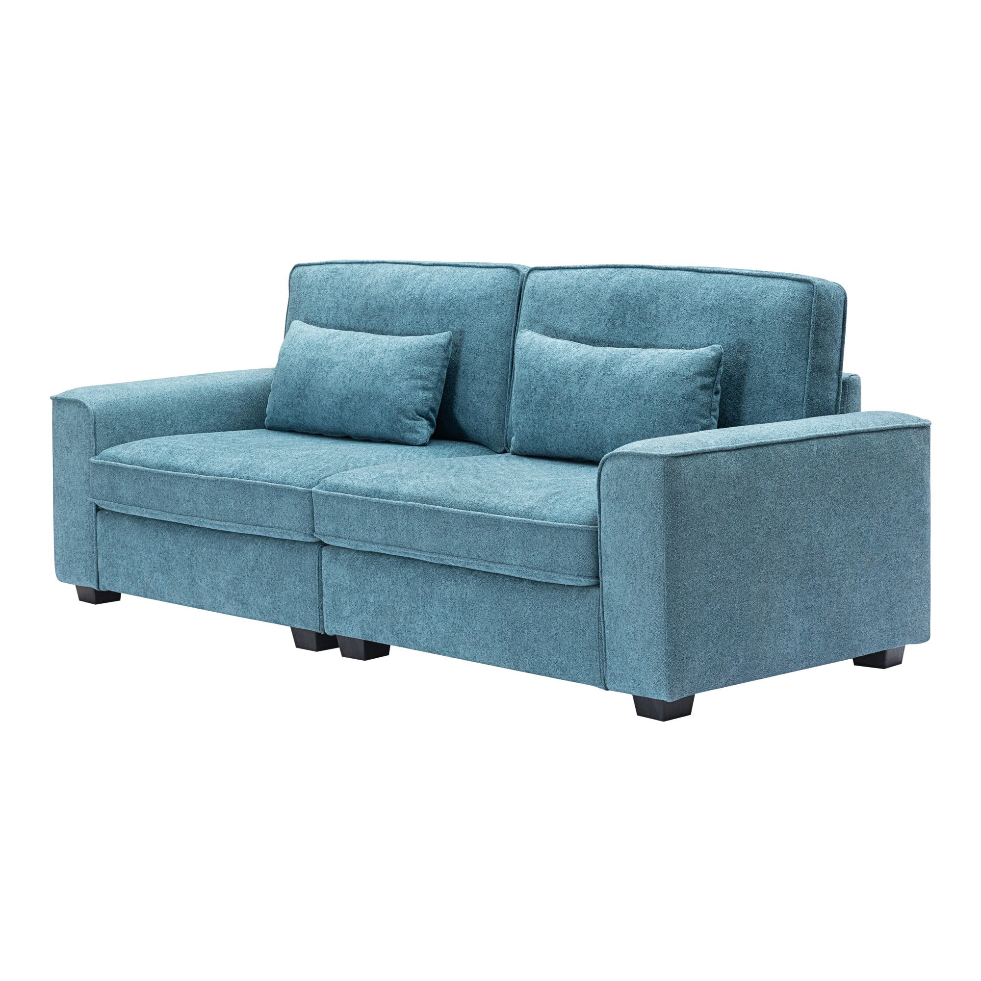 79.5" Modern Sofa Couches,3-Seat Sofa Couch Linen Fabric Upholstered Sofa Furniture with Pillows for Living Room Bedroom Apartment,Blue