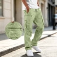thumbnail image 3 of Men's Relaxed Fit Cargo Pants Straight Leg Elastic Waist Drawstring Multiple Pockets Durable Spring Fall Pants, 3 of 9