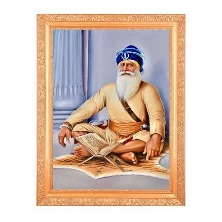 Baba Deep Singh Painting Vintage Design Digital Print Photo In Golden Artwork Frame (14 X 18 Inch) OR (35.56 X 45.72 Cm) Religious Gifting