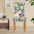 thumbnail image 4 of Yayeee 2 Pack Dining Chair Covers Stretch Parson Chairs Slipcovers Seat Protector, Blue Plaid Lemon, 4 of 6