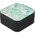 thumbnail image 2 of GZHJMY Cloudy Unicorn Aqua Travel Jewelry Organizer Portable PU Leather Jewelry Box for Womens Earring Necklace Bracelets, 2 of 7