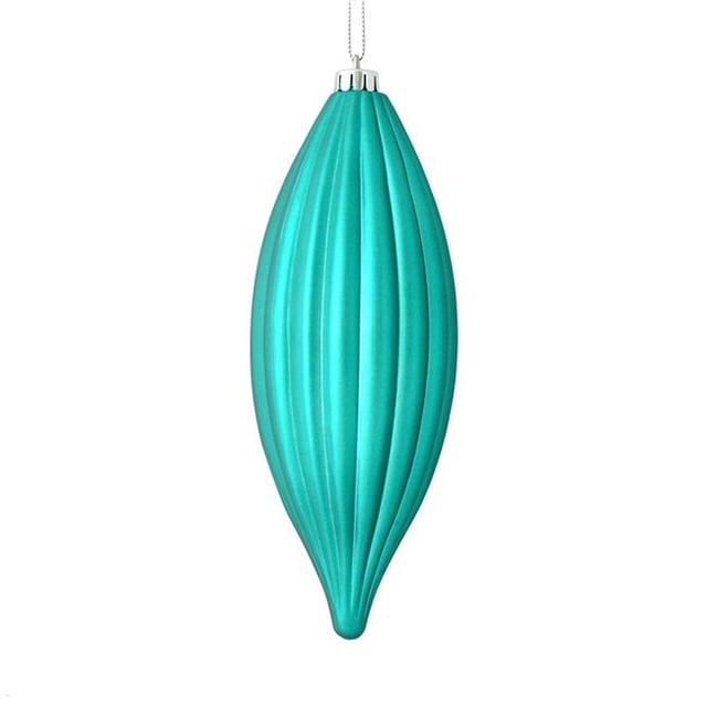 Vickerman M183242M 8 in. Teal Matte Line Finial Ornament 4 per Bag