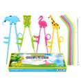 thumbnail image 1 of FUNGYAND Training Chopsticks for Beginners Including 4 Pairs Learning Chopsticks with Attachable Learning Chopstick Helper,4 Pieces Reusable Silicone Drinking Straws - Right or Left Handed, 1 of 4