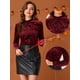 thumbnail image 2 of Blusa de Mujer Allegra K Terciopelo Cuello Redondo Manga Larga Estrellas Brillantes Metálicas Borgoña L, 2 of 5