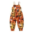 thumbnail image 2 of EnJoCho Toddler Girls Halloween Pumpkin Jumpsuit Cartoon Printed Strap Romper Overalls Soft Stretchy Fall Baby Jumpsuit for Kids 12-24 Months, 2 of 8