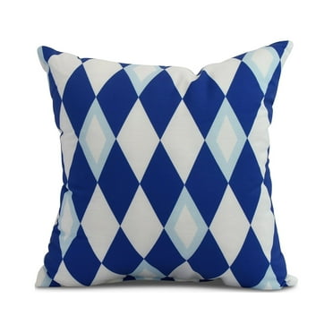 Simply Daisy, 16 x 16inch, Harlequin Geometric Print Pillow, Royal Blue