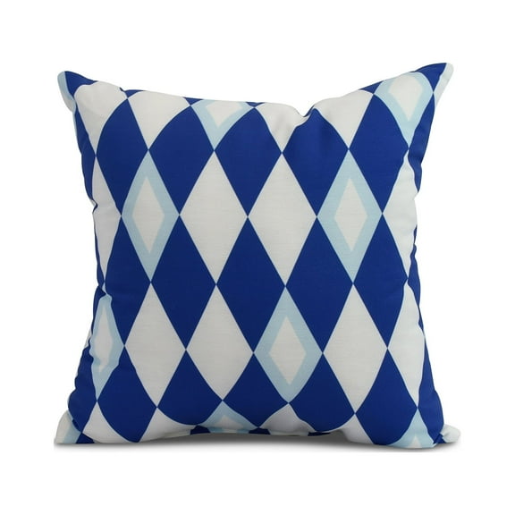 Simply Daisy, 18" x 18" Harlequin , Geometric Print Outdoor Pillow, Royal Blue
