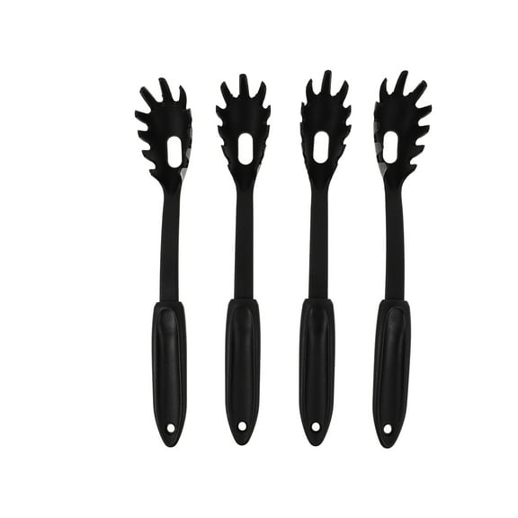 4Pcs Nylon Cooking Spoons Practical Spaghetti Spoons Noodle Spoons (Black)