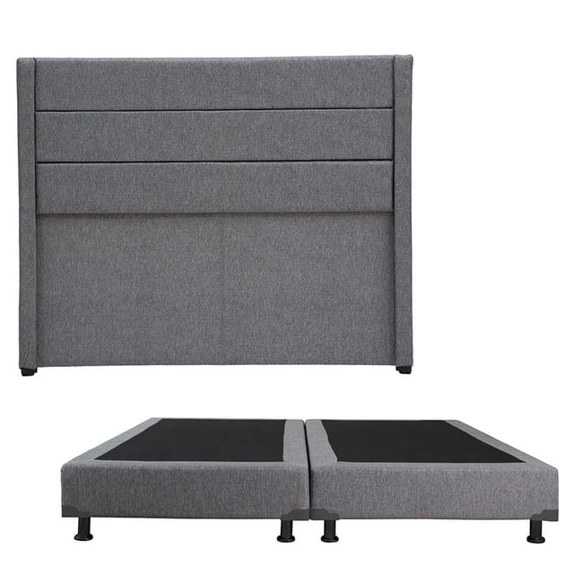 Box Base Cama King Size + Cabecera Lugo Gris Dicasa Plomo