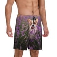 thumbnail image 2 of Easygdp Dog in Lavender Flowers Men's Short Pajama Pants, Sleep Shorts, Household Pants, Casual Pants with Pockets - 3X-Large, 2 of 9