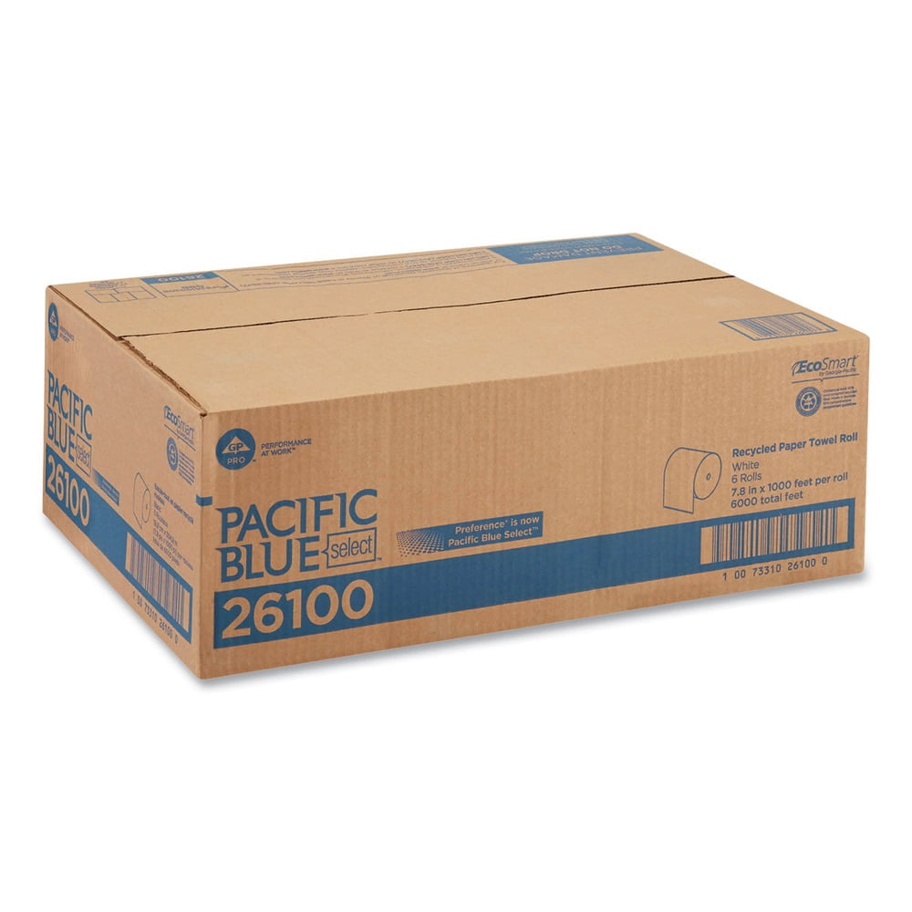 Pacific Blue Basic Nonperf Paper Towels 7 7/8 x 1000 ft, White, 6 Rolls/CT