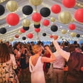 thumbnail image 4 of YLZSXIO Paper Lanterns, 6" 8" 10" 12" Paper Lanterns with Lights for Indoor and Outdoor,Party Supplies for Wedding Graduation Farewell Disco Party Decorations Black/Gold/Red 12pcs, 4 of 16
