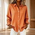thumbnail image 2 of Gkeoshab Womens Tops Autumn Winter Plaid Print Shirt Premium Hemp Blend Button Down Blouse Orange XXL, 2 of 5
