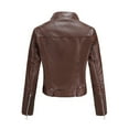 thumbnail image 4 of HAPIMO Sales Motorcycle Leather Jacket for Women Solid Lapel Collar Jacket Womens Silm Biker Outwear Long Sleeve Girls Fall Fashion Tops Casual Comfy Coffee XXL, 4 of 5