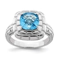 thumbnail image 4 of 925 Sterling Silver Rhodium Checker-Cut Blue Topaz Ring Size 7, 4 of 6