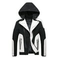 thumbnail image 4 of Fesfesfes Men's Winter Jacket Plush Collar Color Block Jacket Detachable Hooded Jacket Thickened Padded Jacket, 4 of 9