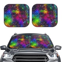 Bingfone Bright Universe Print 2-Piece Sun Shade Front Windshield - Foldable Car Front Window Sunshades For Most Sedans Suv Truck - Large