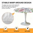 thumbnail image 2 of Elastic Fitted Round Tablecloth, Spring Floral Waterproof Stretch Table Cover for 55"-60" Tables, Pink Blue Flowers Botanical Butterflies Washable Outdoor Tablecloths for Patio, Picnic, Camping, 2 of 9