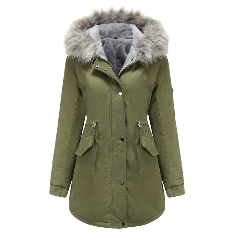 Parka Jacket Women Lightweight Thick Warm Fleece Lined Hooded Winter Zip up  Coat Jacket Fashion Outerwear – Yaxa Colombia