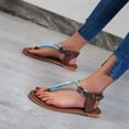 thumbnail image 3 of Sandalias de mujer, zapatos frescos de verano, zapatos de playa, sandalias de pellizco de estilo romano de tacón plano Wmkox8yii shjk2011, 3 of 9