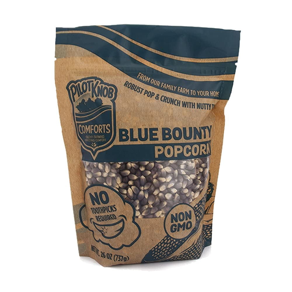 Pilot Knob Comforts Blue Bounty Gourmet Popcorn Kernels for Popcorn Machines, Microwave and Air Popper Popcorn Maker – Non-GMO, Fresh Heirloom Hull-Less Popcorn Seeds – 3 Packs (26 Oz Each)