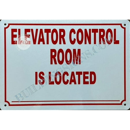 

Elevator Control Room is Located_ Sign (White Reflective Aluminium 7X10 Rust Free) (ref-2201)
