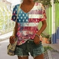 thumbnail image 2 of HEILAU 4th of July Shirts for Women American Flag Graphic Tees Independence Day Vintage Print Floral Casual V Neck T Shirt Patriotic T Shirts, 2 of 5