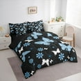 thumbnail image 3 of Feelyou Dreamy Blue Butterfly Twin Bedding Sets 7-Piece, Cartoon Groovy Floral Bedding Comforter Set, Teens Kids Girls Women Reversible Sheet Sets, Microfiber Bedroom Decor, 3 of 7