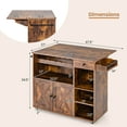 thumbnail image 3 of Costway Rolling Kitchen Island Cart with Drop Leaf Wine Rack Stemware Holder Rustic Brown, 3 of 10
