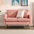 thumbnail image 7 of Loveseat Sofa,Mid Century Modern Decor Love Seat Couches,Small Sofa Button Plush Soft Cushion Loveseat Furniture,Pink, 7 of 7