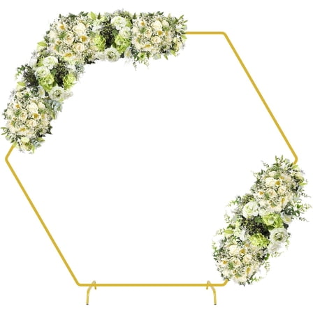 7.2FT Hexagon Wedding Arch, Metal Arch Backdrop Stand for Wedding Party Decoration Graduation Anniversary Baby Shower Background, Indoor Outdoor Backdrop Frame Decoration(Golden)