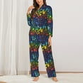 thumbnail image 2 of Gukieu Magical Mushrooms and Flowers Print Women's Long Sleeve Pajama Set, Button Top Elastic Pocket Pajama Pants Two Piece Set Home Wear-Small, 2 of 7