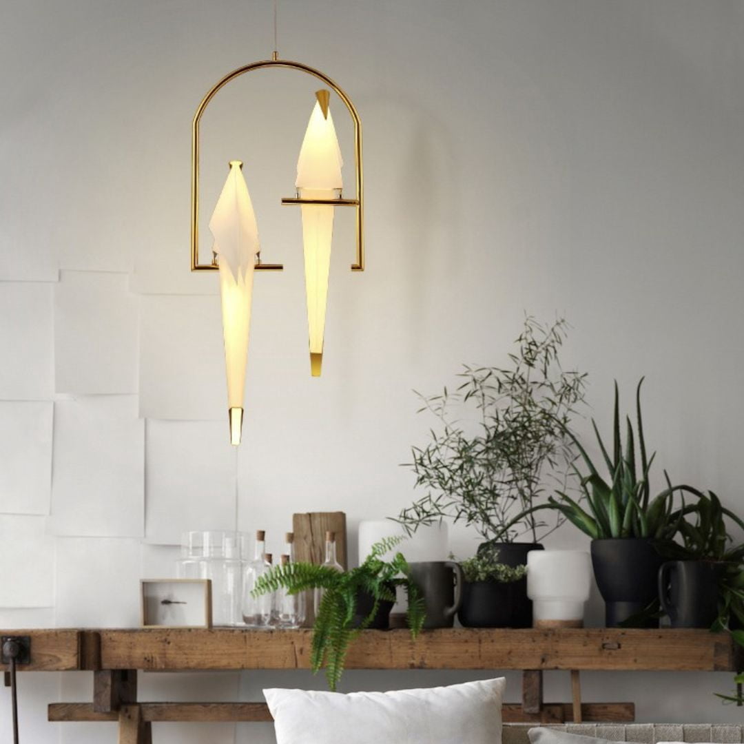 Arturesthome Nordic Creative Paper Cranes Ceiling Light Origami Bird Pendant Lamps