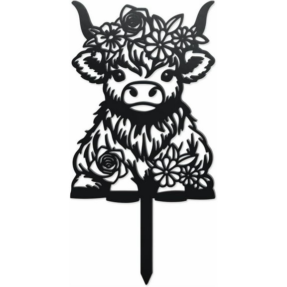 Highland Cow Silhouette Garden Stakes Decor Metal Cow Lovers Gifts Stakes Statues Ornaments for Yard Art Black Silhouette Yard Outside Decor for Backyard Patio Outdoor Decor 15x7.1Inch Making DIY