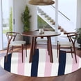thumbnail image 4 of Pink Navy Blue Striped Large Area Rugs for Bedroom Living Room, Soft Non Slip Carpet Bedside Rug, Farmhouse Stripe Art Round Floor Cover Kitchen Accent Rug 5' for Dining Room/Office, 4 of 9