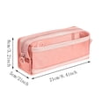 thumbnail image 4 of Mesh Zipper Pencil Pouch, Double Layer Transparent Exam Case, Large Capacity Stationery Organizer, for Students Back to School Supplies, Pink, 4 of 7