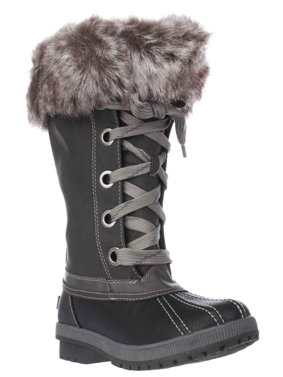 London Fog Melton 2 Women's Black Grey Waterproof Comfort Snow Boots US 9M