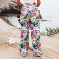 thumbnail image 3 of TQWQT Wide Leg Pants for Women Floral Flowy Wide Leg High Waisted Palazzo Beach Pants Summer, 3 of 5