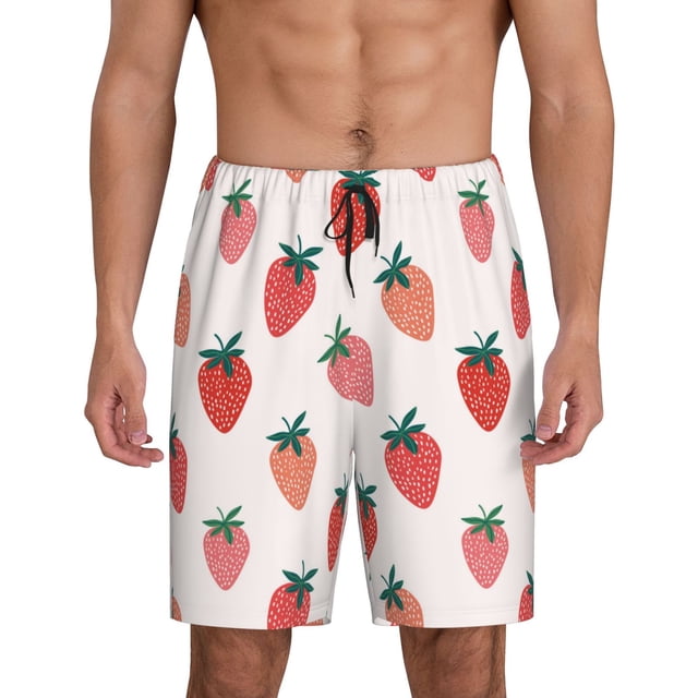 Fotbe Hand Drawn Strawberry Pantalones Cortos de Pijama para Hombre, Ropa de Dormir, Pantalones de Pijama Cortos para Hombre-XX-Large
