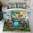 thumbnail image 4 of Una Película de Minecraft Conjunto de sábanas temático, trío de piezas, cómodo y amigable con la piel, diseño único, regalo de decoración para el hogar para familiares, amigos y fans, 90 cm * 190 cm, 4 of 6