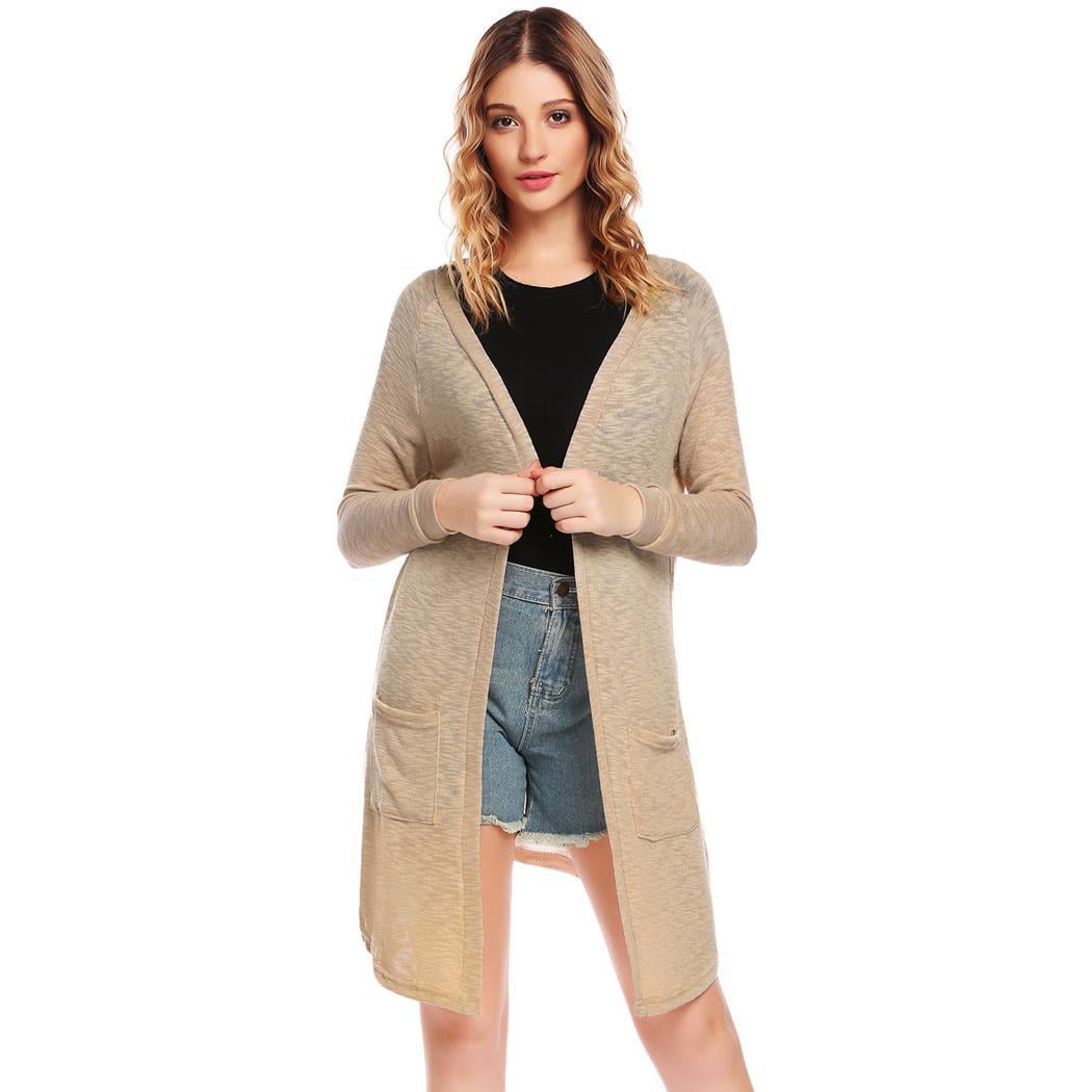 Womens Cardigan Sweater, Loose Casual Open Front with Pockets Long Sleeved  for Sun-Screening, Size XXL - Walmart.com